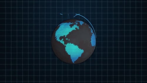 Animated Rotating Connection Lines Earth