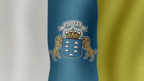 Canary Islands Flag Waving Seamless Loop Animation