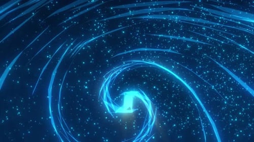 Glowing Blue Abstract Swirl Lines Particle Vortex Background