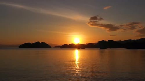 Golden Ocean Sunset in Tropical Island Paradise