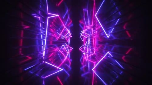 Rotating Neon Tubes In Reflected Tunnel