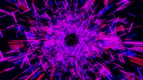 Abstract Neon Light Stream Digital Tunnel Background