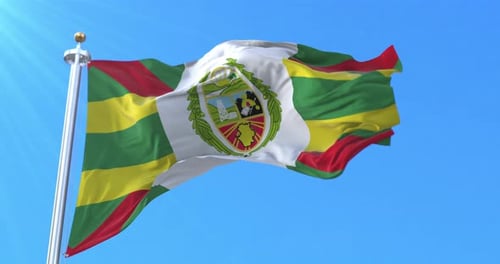 Realistic National Flag Waving Loop Against Blue Sky