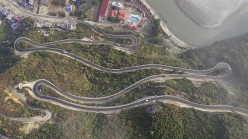 BP Highway viewed from above, looking down at the traffic