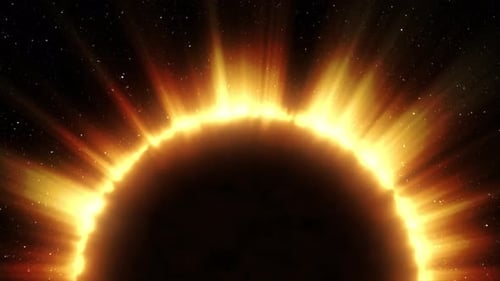 Pulsating Fiery Sun Corona Starfield Animation