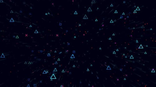 Abstract Geometric Shapes Flowing Particle Background Loop