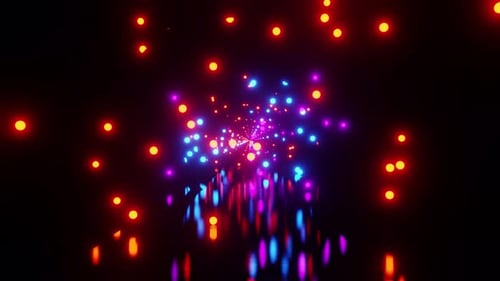 Neon Glowing Particles Tunnel Transition Animation