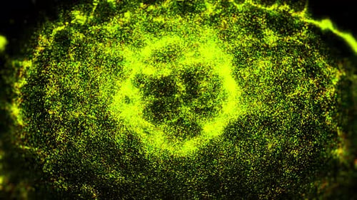 Leuchtend grüner Heiligenschein umgeben von Gaswolke