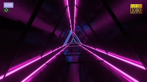 Abstract Futuristic Neon Triangle Tunnel Loop Background