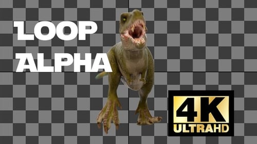 Dinossauro Tyrannosaurus Run And Roar Loop com vista frontal Alpha