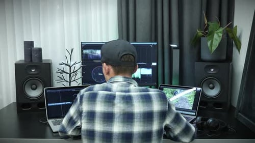 Man at Desk Video Editing