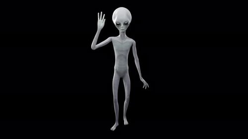 3D Animated Alien Character Waving Hello Gesture