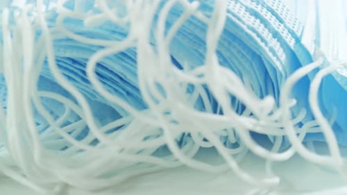 Blue Disposable Face Masks and Protective Gloves