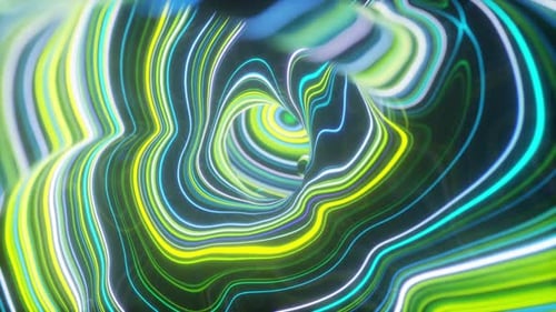 Abstract Neon Wavy Lines Tunnel Loop Background
