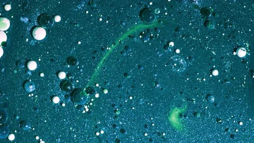 Abstract Paint and Liquid Background with Bubbles