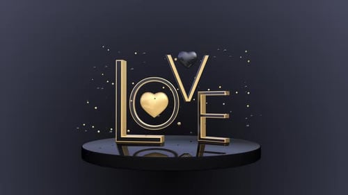 Valentine's Day loop animation 3D with Love text and hearts