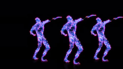 Energy Dancing Man Moderner Hip-Hop-Tanz Stilvolle mehrfarbige neonleuchtende Kunst