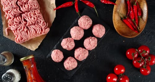 Meatball Ingredients Overhead View