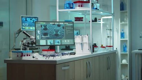 Bright Science Lab with Microscope and DNA Graphic