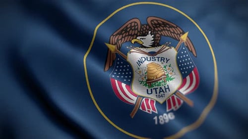 Waving Utah State Flag Seamless Loop