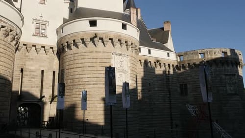 NANTES, FRANCE - JULY 2016 Towers of castle of the Dukes of Brittany in French Pays de la Loire regi