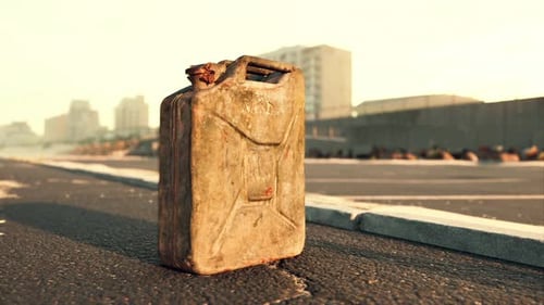 Old Metal Fuel Canister on Beach Parking