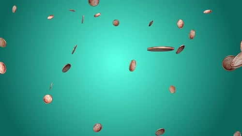 Falling 3D Euro Cents Money Coins Animation