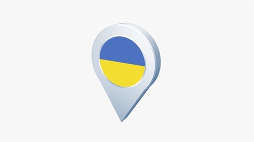 3D Map Pin Animation with Ukraine Flag