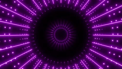 Abstract Neon Light Rays Geometric Tunnel Animation