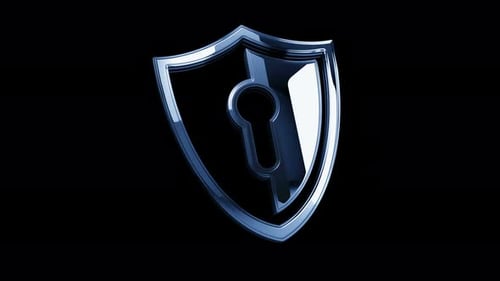 Animated 3D Modern Security Shield with Keyhole