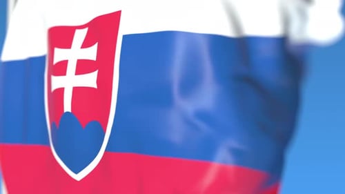 Flying National Flag of Slovakia