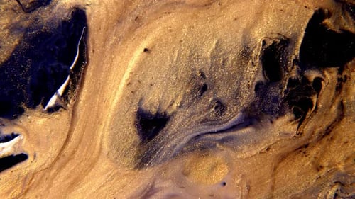 Abstract Swirling Gold and Blue Fluid Art Background