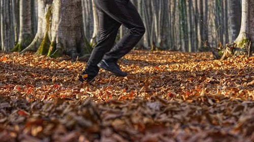 Running Man In Forest (4K)