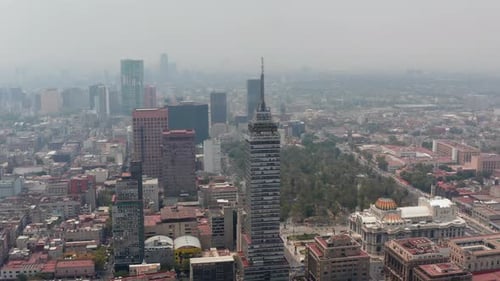 Aerial View of Large Town Cityscape with Torre Latinoamericana Tall Building and Palacio De Bellas