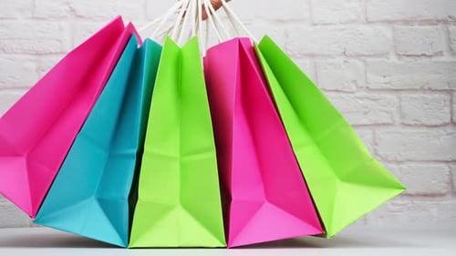 Colorful Shopping Bags in Studio Setting