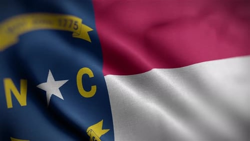 Seamless Loop Waving Flag of North Carolina and Red White Stripes