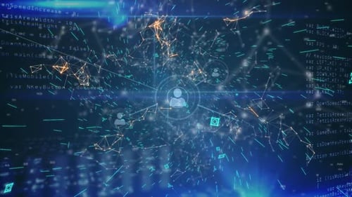 Futuristic Digital Network Connections and Data Flow Animation