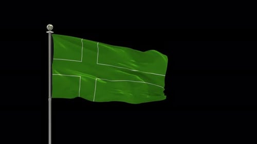 Animated Green Flag Waving with White Nordic Cross