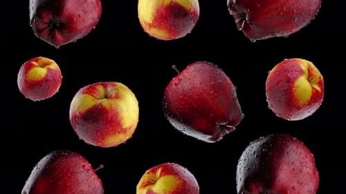 Fresh Red and Yellow Apples Rotating