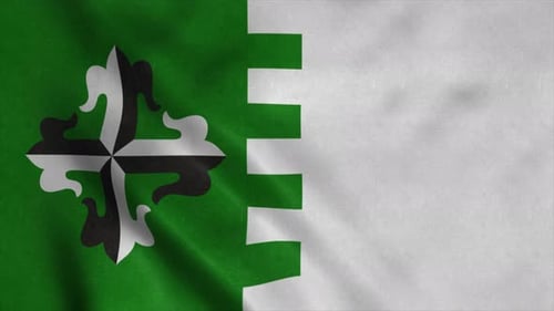 Seamless Loop of Waving Green and White Flag with Ornate Cross