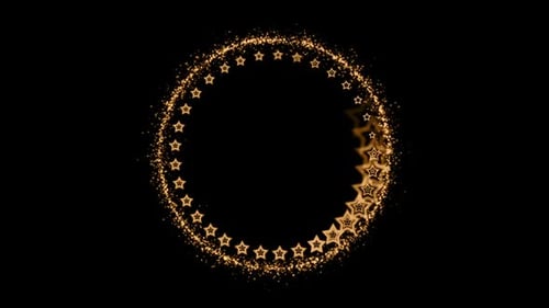 Golden Sparkling Stars Circular Frame Animation