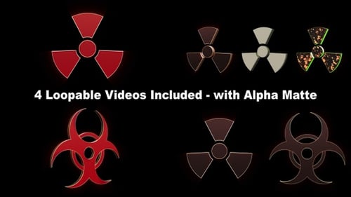 Looping 3D Hazard Warning Symbols with Alpha Channel