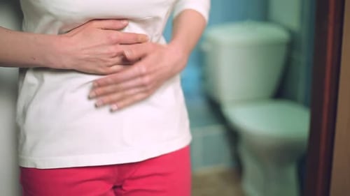 Diarrhea, Abdominal Pain in A Woman of The Toilet.