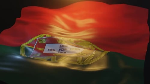 Realistic Portuguese Flag Waving Seamless Loop Animation