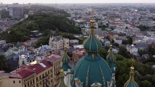 Saint Andrew Slavic Church Roof with View on the City