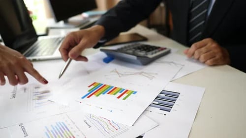 Business people hands doing analysis planning business project in office.