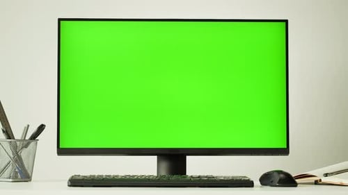 Computer with Chroma Key Closeup