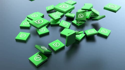 3D WhatsApp App Icons Falling and Piling Animation