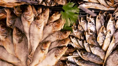 Close Shot of Dried Fish Fillets As Sold on Markets.