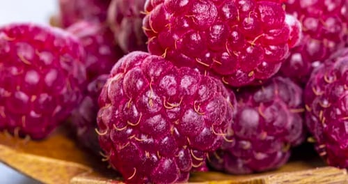 Raspberry fruit close up, macro shot